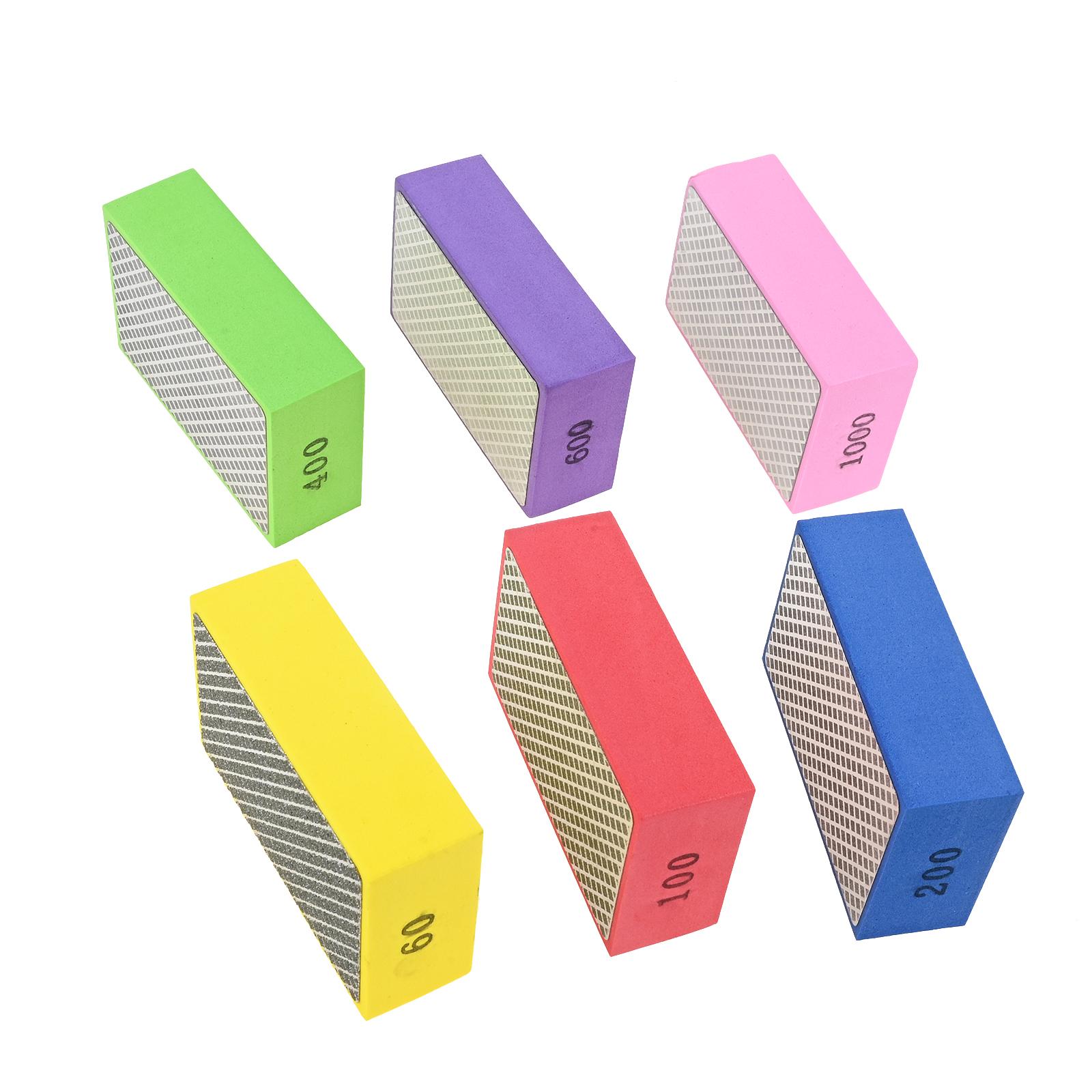 

6pcs/set Diamond Sponge Hand Polishing Pads 60-1000 Grit Abrasive Grinding Block Pad Wet Dry Sanding Block for Glass Tile Marble