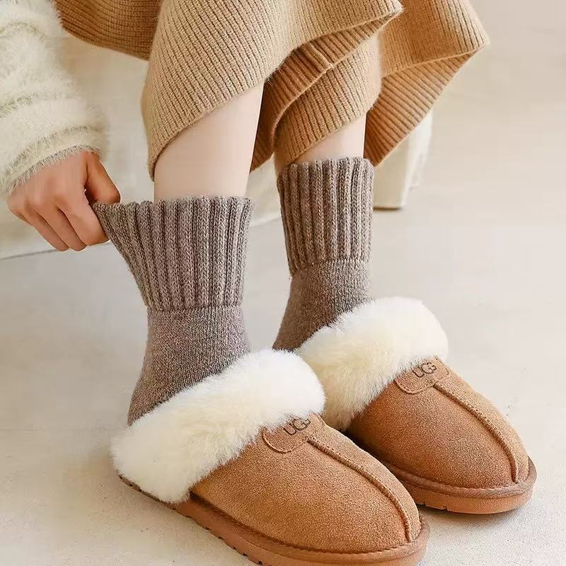 5 Pairs Winter Thickened Wool Socks Women's Breathable Comfortable Plush Low Tube Snow Socks Korean Warm Cashmere Socks