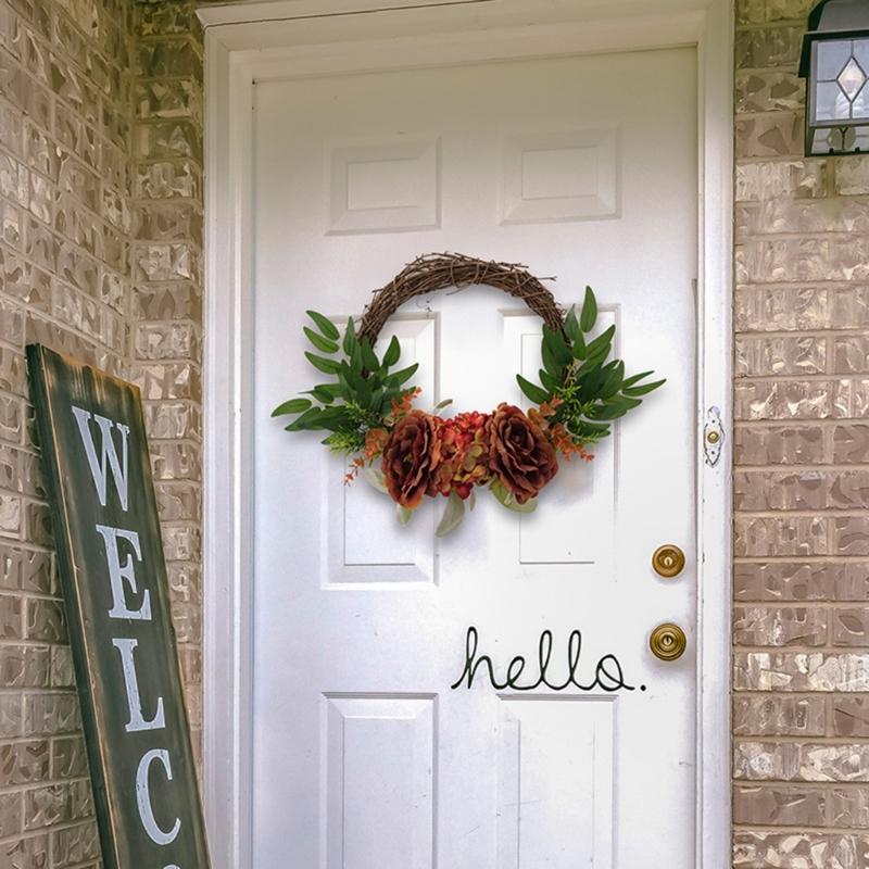 Artificial Flower Wreath for Front Door Farmhouses Garden Wedding Indoor and Outdoor Decorations, Spring Wreath