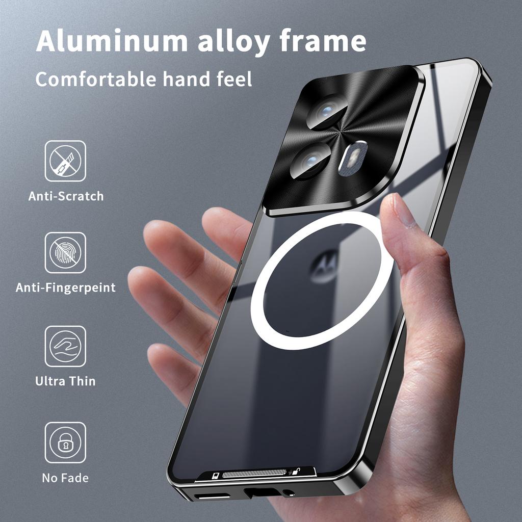 Magic Shield Magnetic Series for Motorola Edge (2024) 5G Case Metal+TPU Phone Cover with Lens Guard
