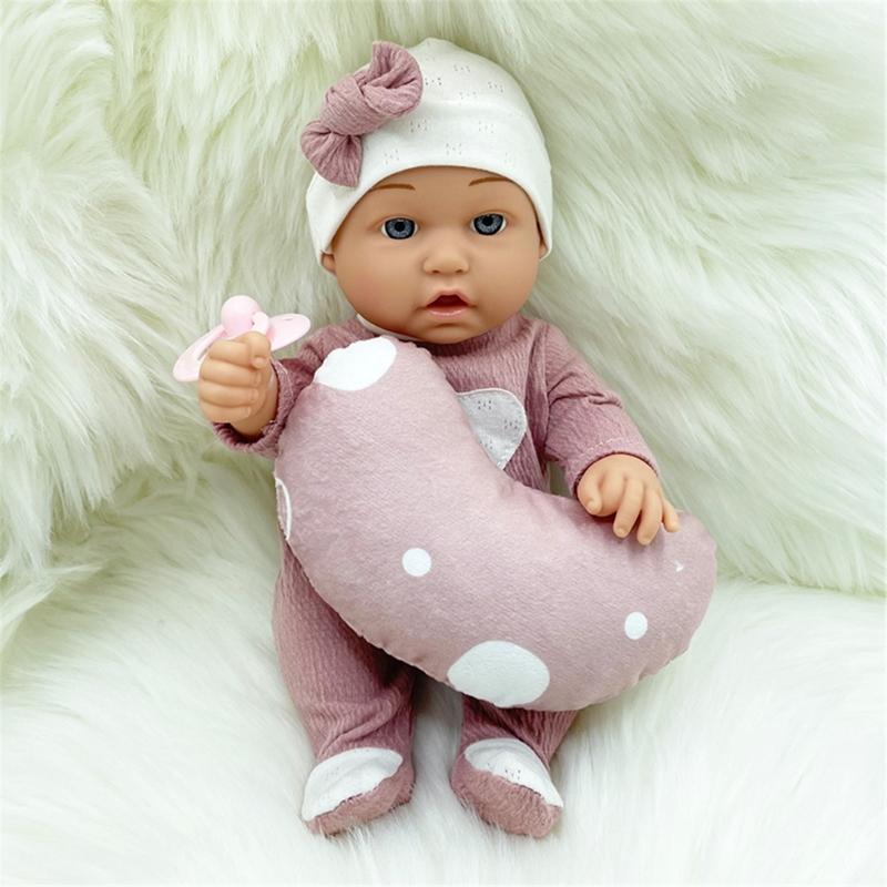 30cm Simulation Baby Doll Realistic Rebirth Doll with Nipple/Blanket/Bassinet/Pillow for Baby Kid Appease Accompany