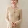Fashionable Ribbed Cashmere Zipper Cardigan Sweater - Slimming Knit, Round Neck Wool Coat