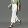 Women's Cropped Lace Trim Elastic Waist Casual Pants