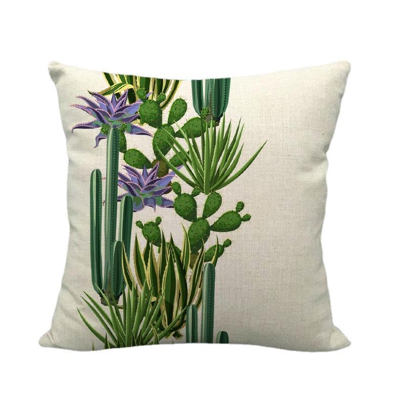 Green Plant Cactus Pattern Digital Printing Short Plush Pillow Covers For Car Sofa Office Cushion Cover Home Goods 60X60Cm