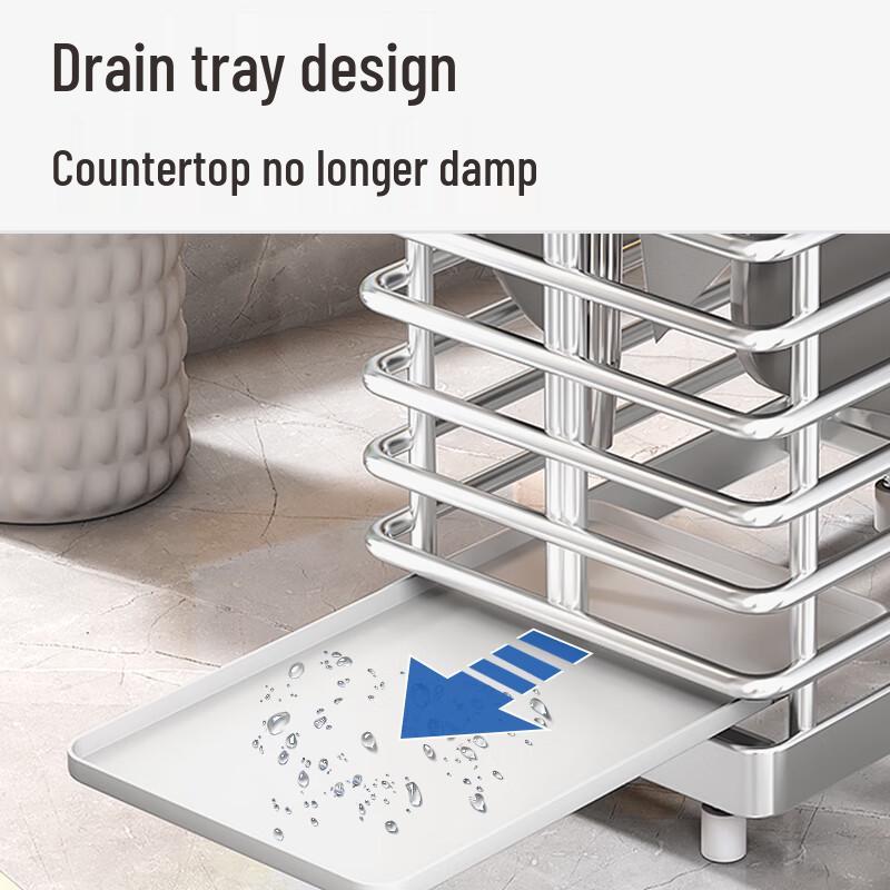 Shuaishi 304 Stainless Steel Kitchen Knife & Utensil Drainer Rack