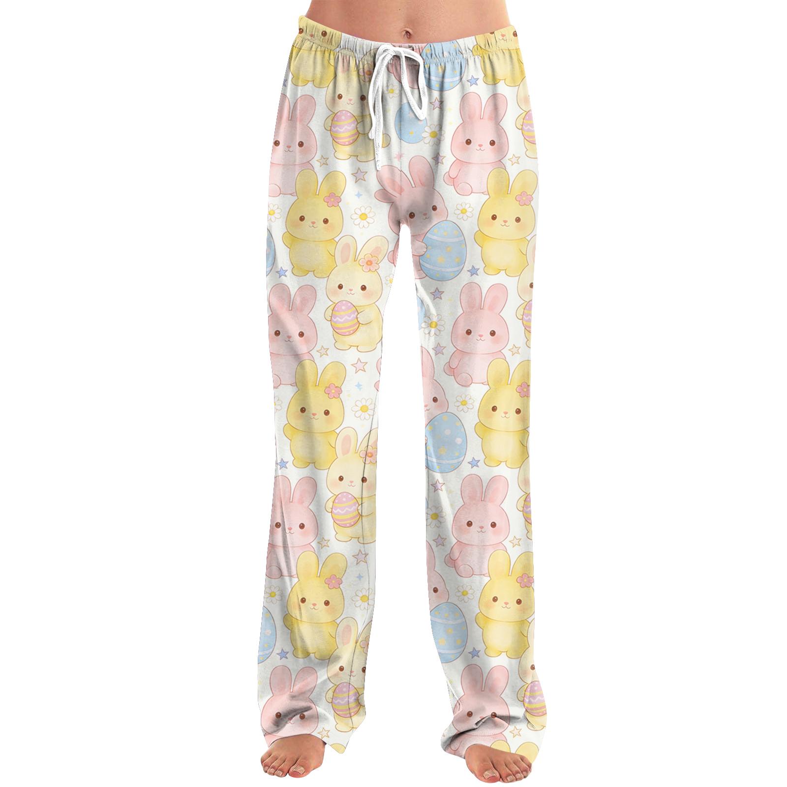 

Модные свободные повседневные женские брюки с мультяшным принтом на Пасху M