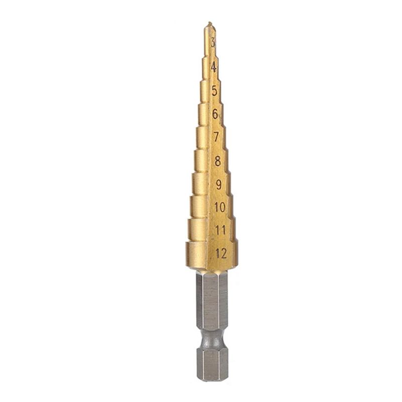 ABWR-3-12mm HSS Geradnuten Stufenbohrer Holz Metall Lochbohrer Kernbohrer Pagodenbohrer