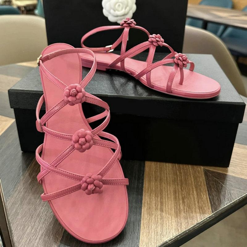 Small Camellia Flat Sandals For Women Hollowed Out Roman Shoes Designer Sandals For Students Sandals For Casual Women Sandals