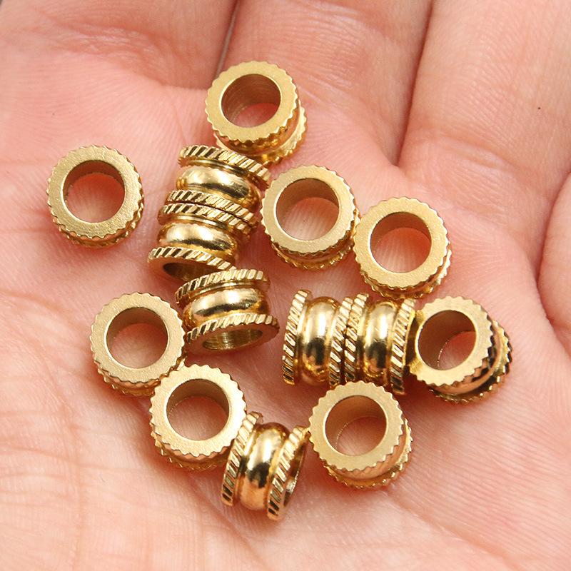 Two-Color 5*8mm Stainless Steel Striped Spacer Beads for Handmade Jewelry Bracelets