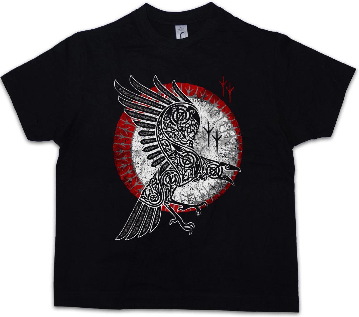 NORSE RAVEN Kids Boys T-Shirt Hugin and Munin Valhalla Vikings Odhin Odin Thor 100
