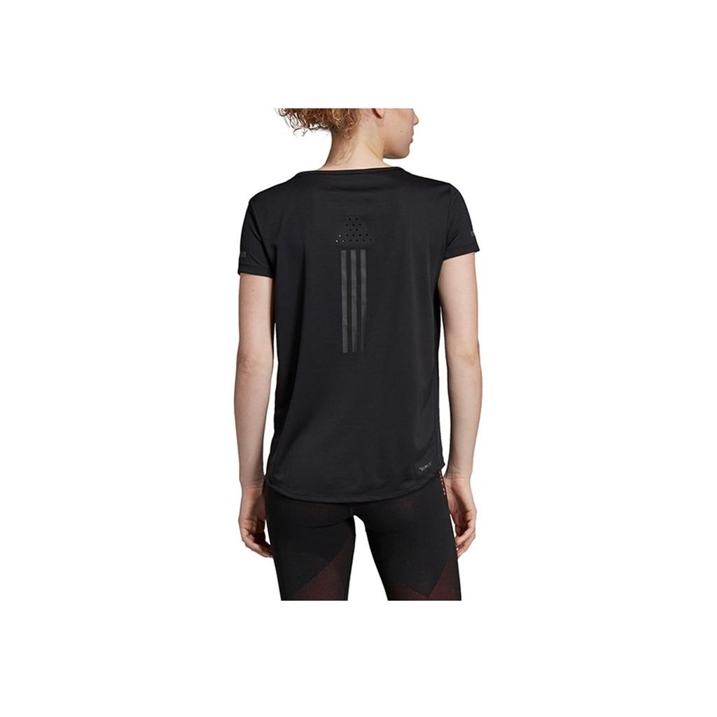 Adidas Quick-Drying Sports Casual Reflective Round Neck Short Sleeve T-Shirt Women Tops Black EI6385