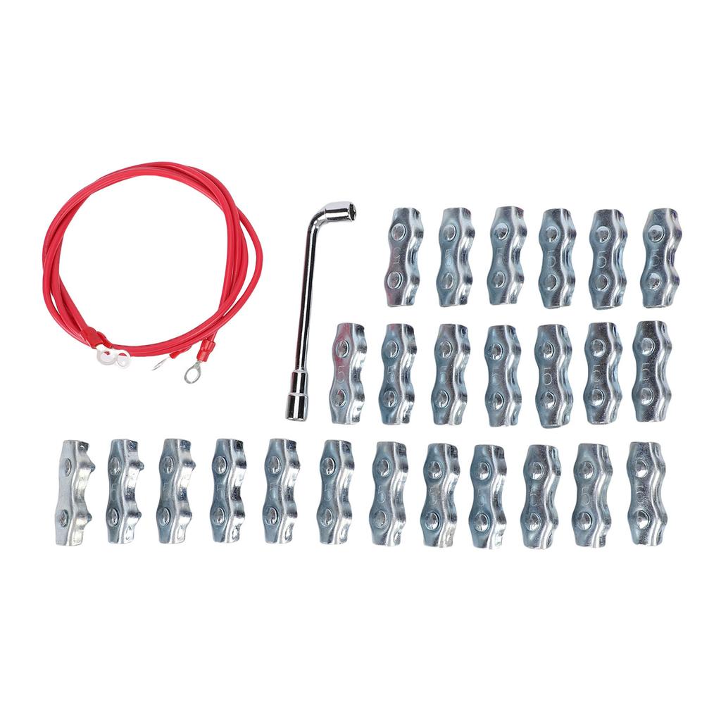 25PCS M5 PE Rope Connectors with 2 Silicone Copper Wires Galvanized Steel Polyethylene Cord Connector for Electric