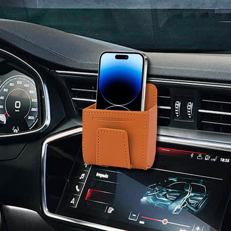 Car Air Vent Storage Bag PU Leather Sunglass Case Multifunctional Storage Container For Keys Cell Phone And Glasses
