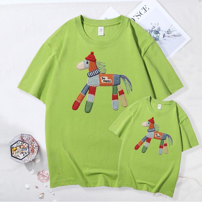 2026 Year of the Horse Red T-Shirt - Unisex Cotton Short Sleeve for Family Photos & New Year Greetings