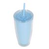 Tumbler with Lid Straw 750ml Double Wall Tumbler Large Capacity Water Bottle Wide Opening Shatterproof Light Blue