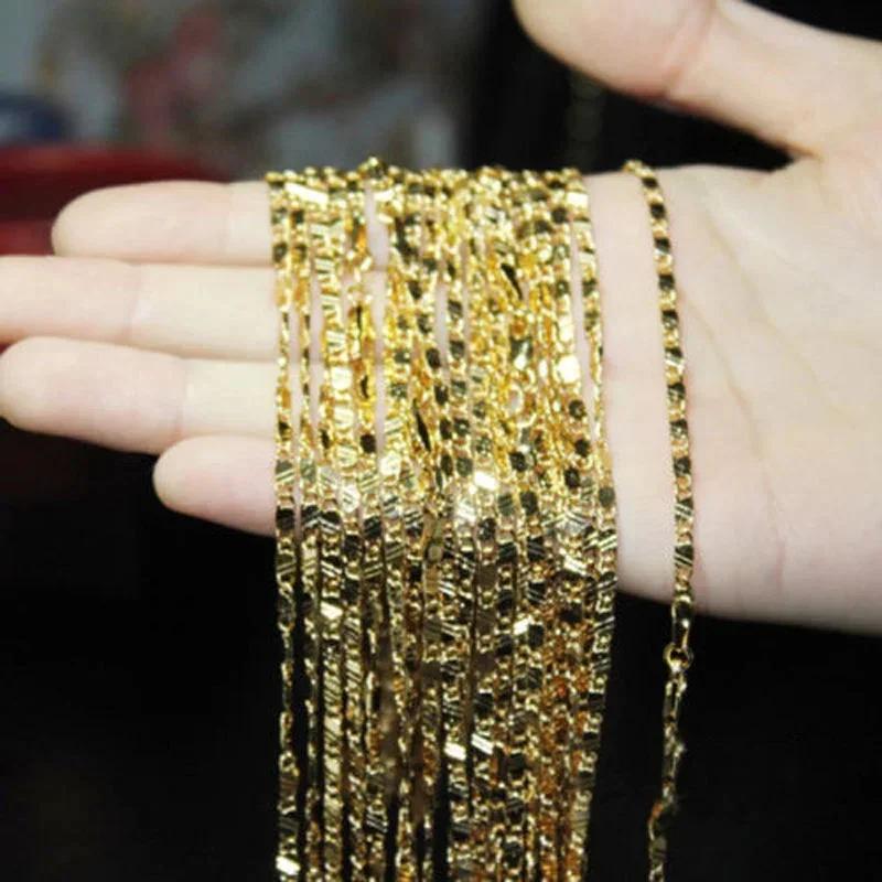 Exquisite 925 Silver Fashion 18K Gold Filled Necklace For Women Men Size 16-30 Inch Jewelry Chain Wholesale