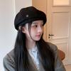 Blue denim beret women's new spring and autumn big head circumference octagonal hat autumn and winter bud painter hat
