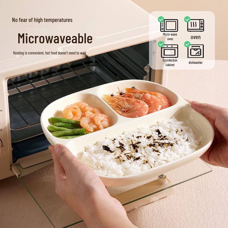 BJ Ceramic 3-Compartment Square Breakfast Plate