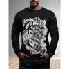 Street Trend Men's Casual Pullover Top Wolf King 3D Printed Men's Loose Long Sleeve T-shirt Simple Casual Men's Long Sleeve
