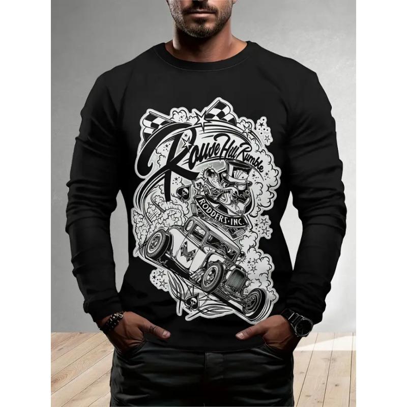 Street Trend Men's Casual Pullover Top Wolf King 3D Printed Men's Loose Long Sleeve T-shirt Simple Casual Men's Long Sleeve