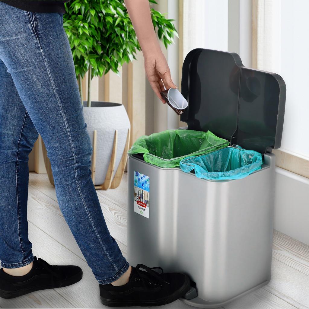 CURVER Metalliserad Papperskorg Med Pedal 21 L