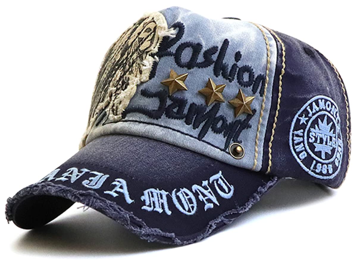 

Laquest American Casual Baseball Studded and Embroidered Cap, 100% Cotton, (Navy)