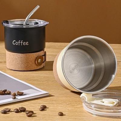 Beverages Cup 420ml Stainless Steel Coffee Cup Leak-proof With Lid Portable Water Cup Heat-resistant Car Straw Cup Car