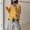 Autumn and Winter New Large Size Korean Lazy Wind Knitted Cardigan Age-reducing Lapel Soft Waxy Loose Thickened Long-sleeved Sweater Women