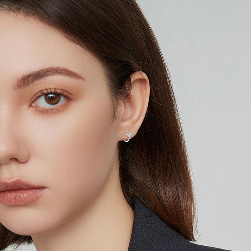 Ginkgo Biloba Zircon Ear Buckle Day Commuter Small Earrings Femininity Super Fairy Fan Leaf Stud Earrings