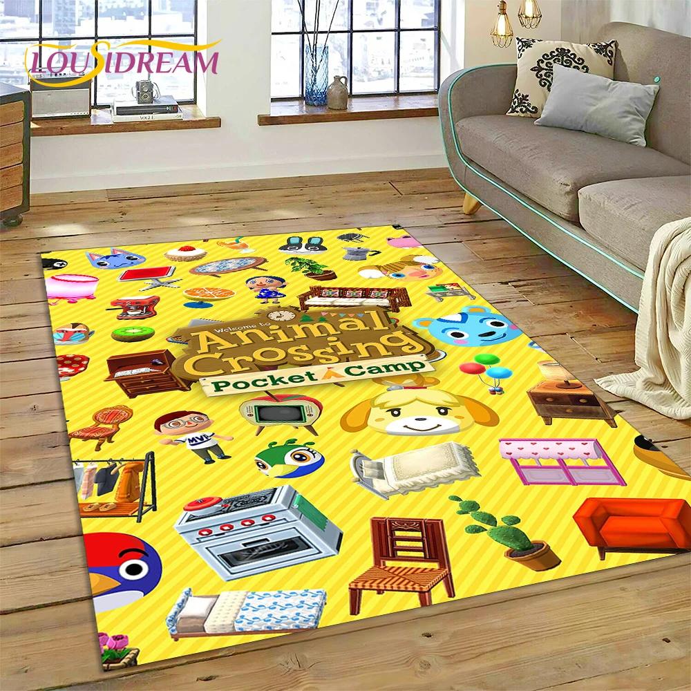 Niedlicher 3D-Cartoon-Teppich mit Animal Crossing New Horizons für Wohnzimmer, Schlafzimmer, Heimdekoration, rutschfeste Dekoration für Sofa, Kindergeschenk