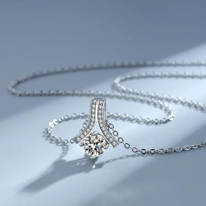 Colier cu pandantiv cu diamante moissanite de 0,5-2 carate de culoare D pentru femei 100% S925 Colier din argint Sterling Bijuterii fine