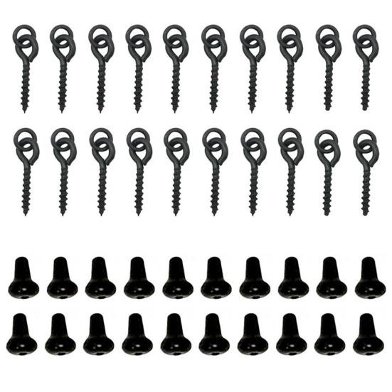 20Pcs Carp Rig Ring Stops with 20Pcs Boilie Bait Screw Fishing Accessories Kit