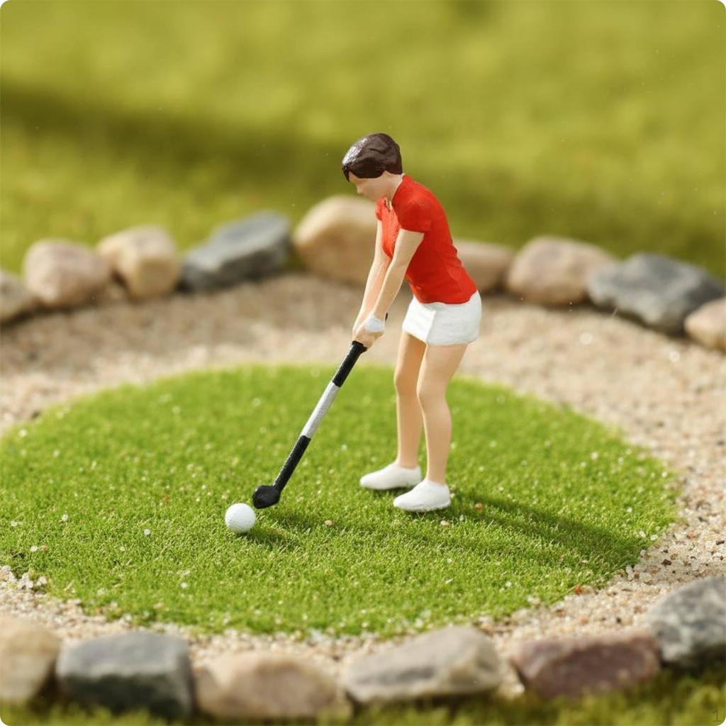 1:64 Golf-Miniaturen Mikrolandschaft Dekoration Golferfiguren Lebendige Posen Spieler