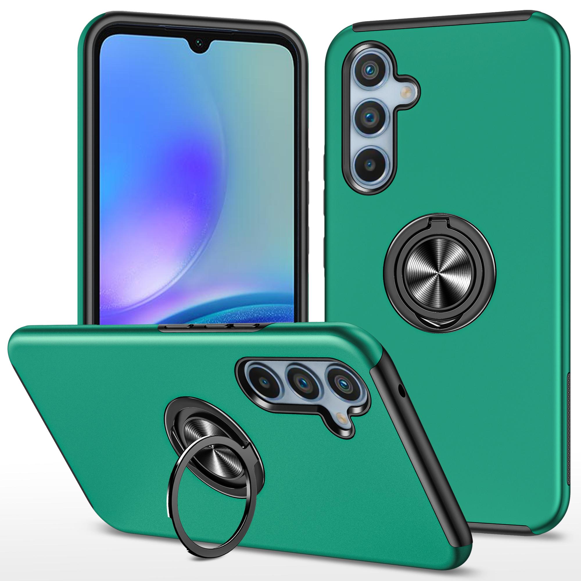 

Для Samsung Galaxy A05s 4G чехол-подставка противоударный чехол для телефона из ПК+ТПУ Blackish Green