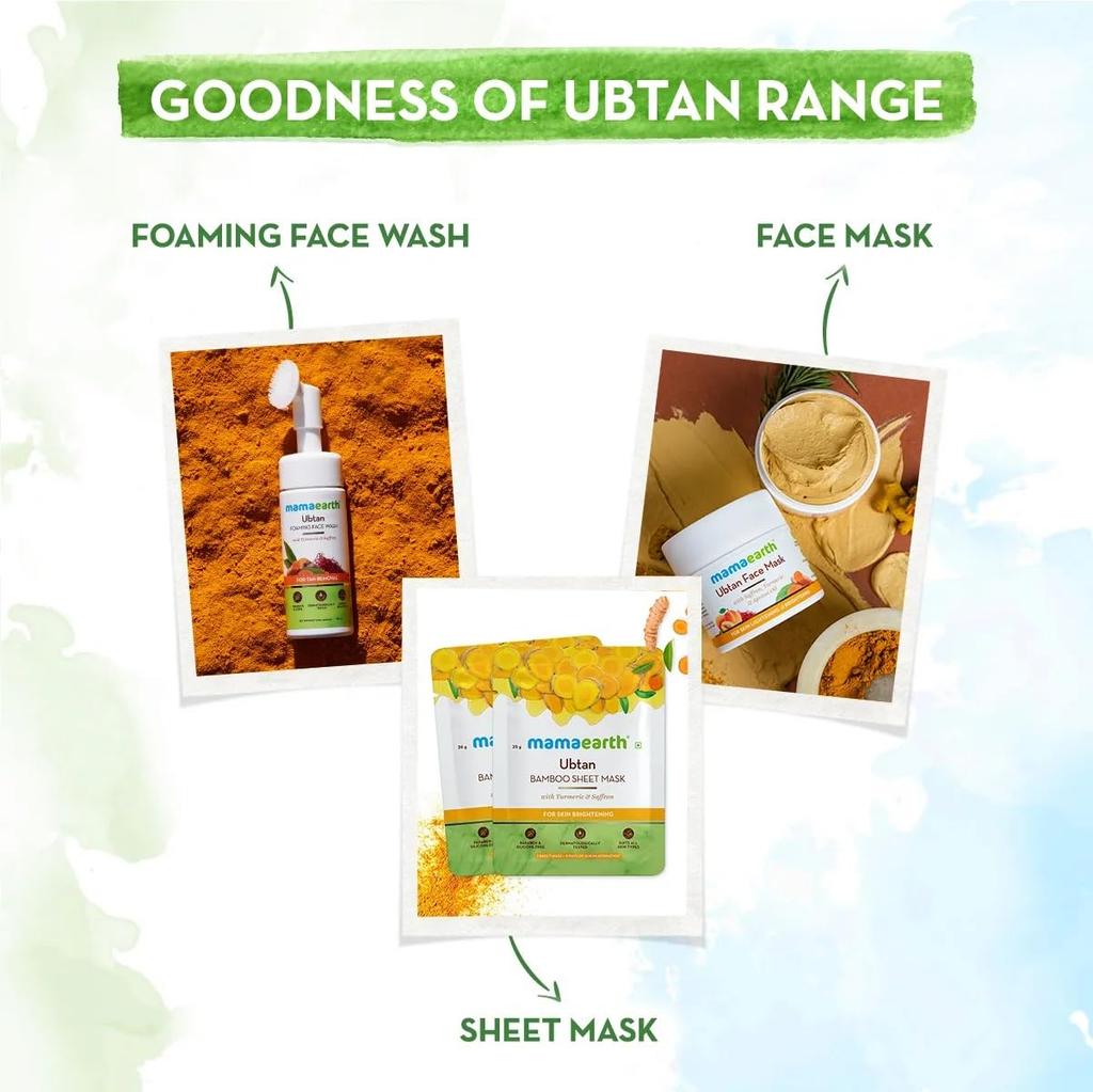 Mamaearth Ubtan Oil-Free Face Moisturizer For Glowing Skin With Turmeric & Saffron, Lightweight Cream, 80g, Daily Hydration