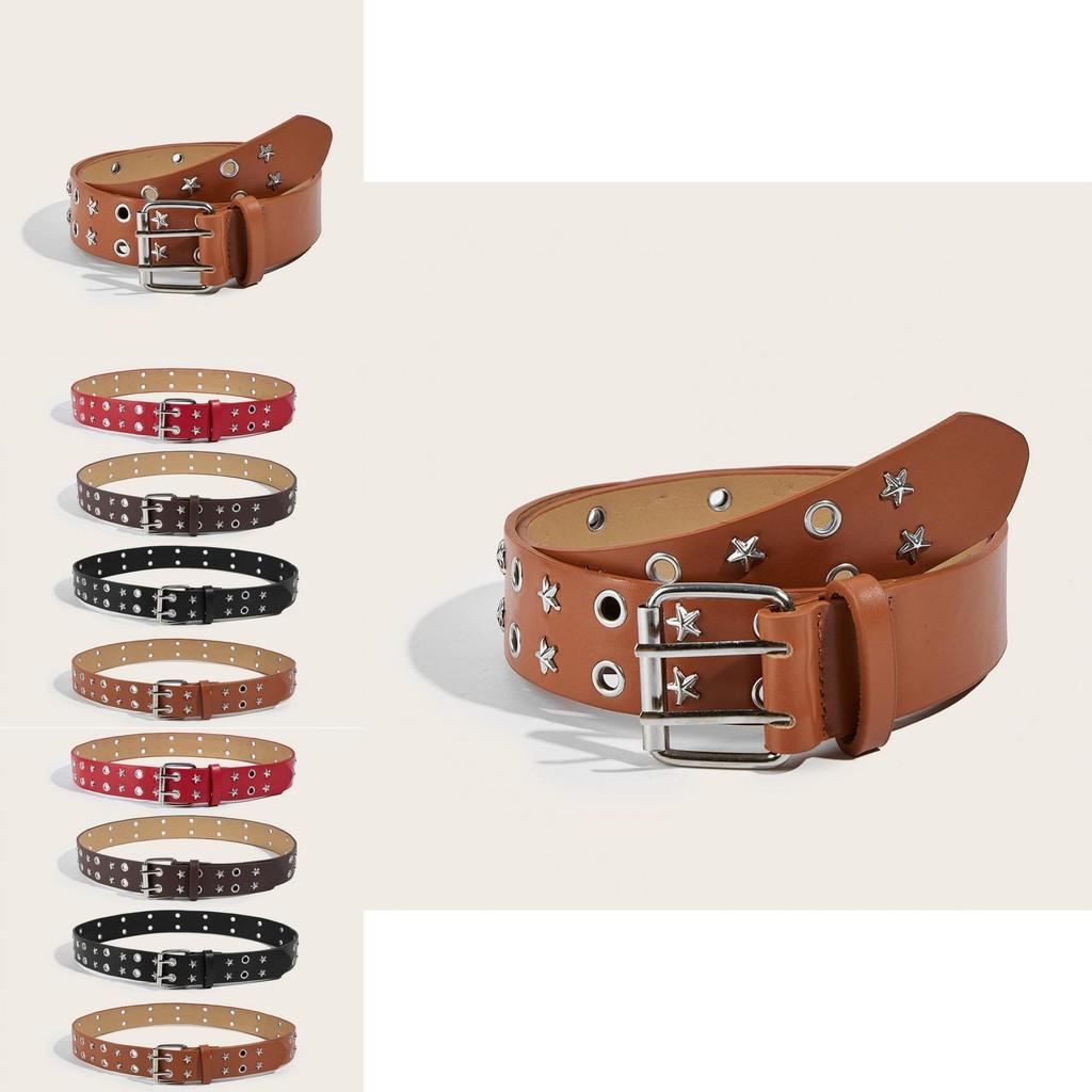 Womens Fashion Belt With Metal Pin Buckle And Star Accents For Office And Daily Use