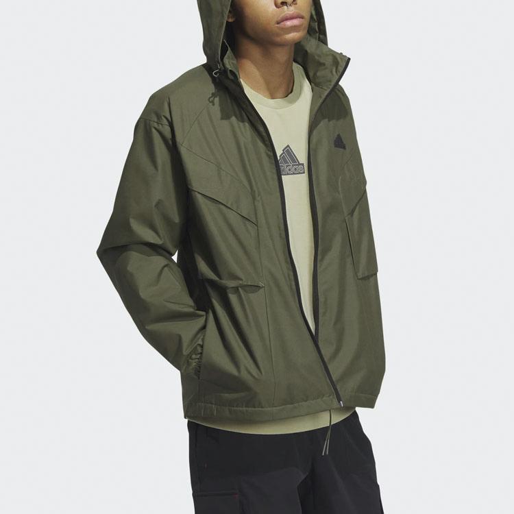 Adidas Urban Outdoor Jacket With Plain Logo Men Jacket Rock-Layer-Olive-Green IS0451