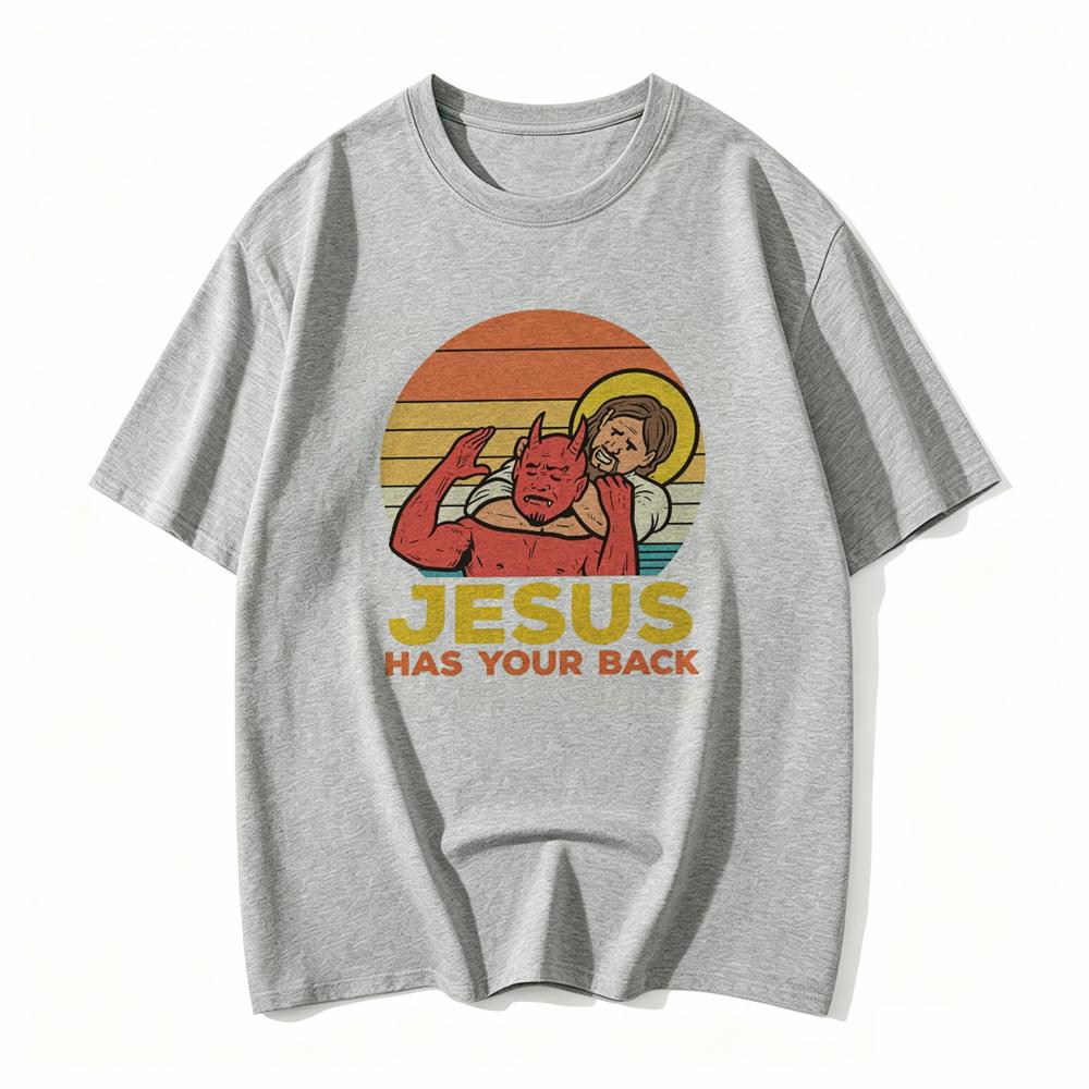 Jesus Has Your Back Jiu Jitsu Retro Christian T Shirts Unisex And Unisex Vintage Short Sleeve Tee Shirt Tops T Shirt Graphic