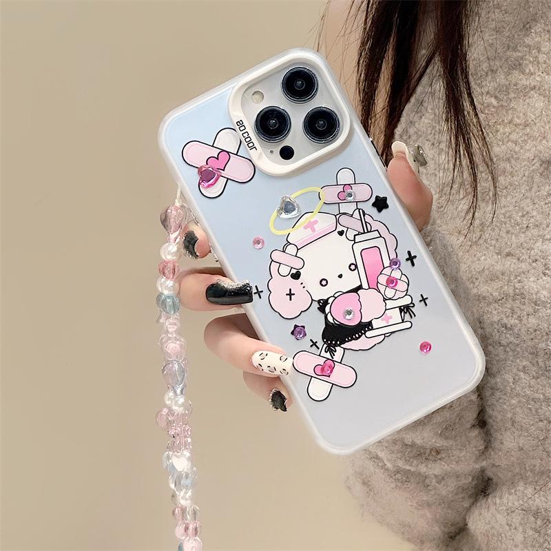 Frosted Laser Phone Case with Bracelet, Compatible with Huawei Mate60Pro, Apple 16, and iPhone 14/15Pro.