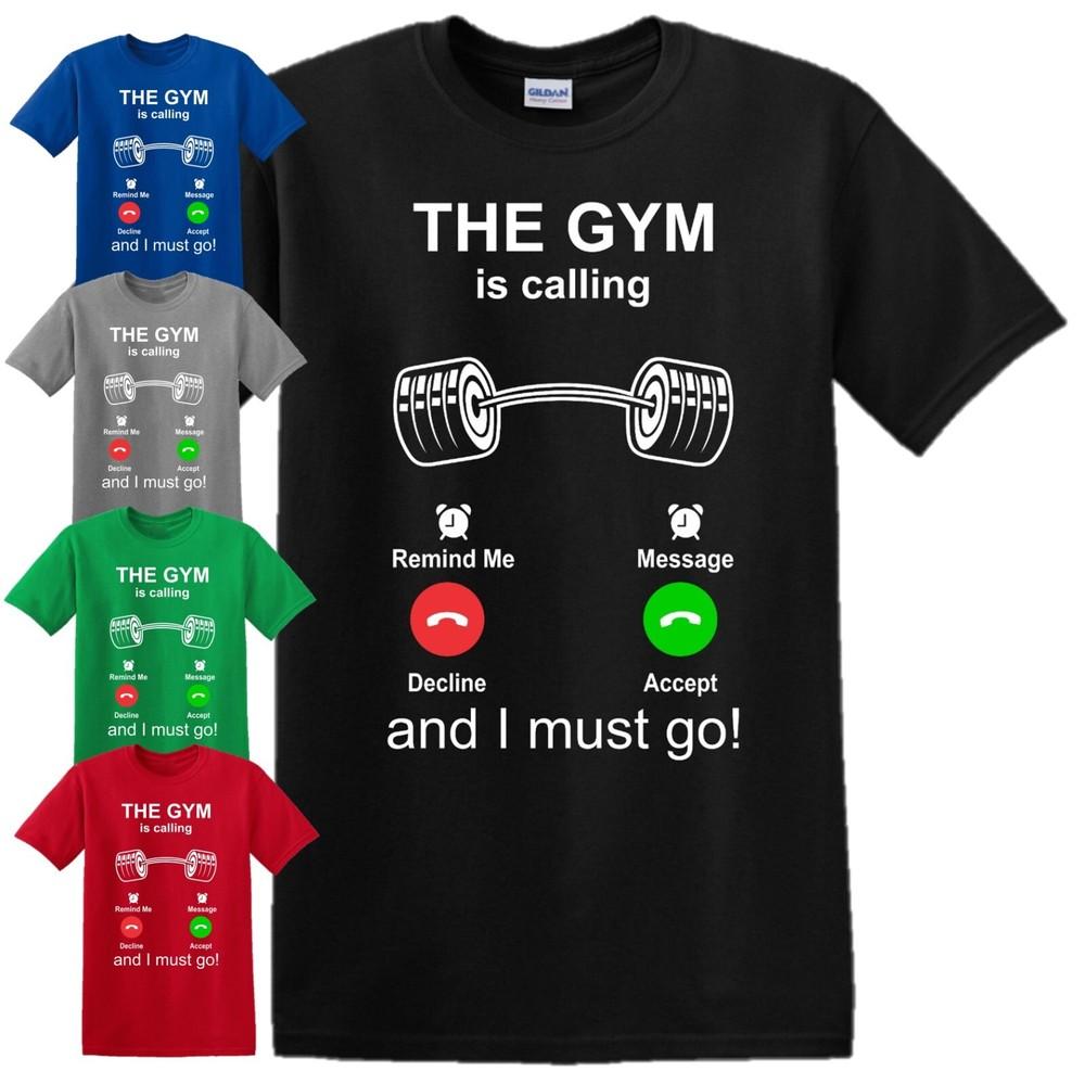

The Gym Is Calling T-Shirt Top Motivation Bodybuilding Yoga Running Exercise Tee 2XL