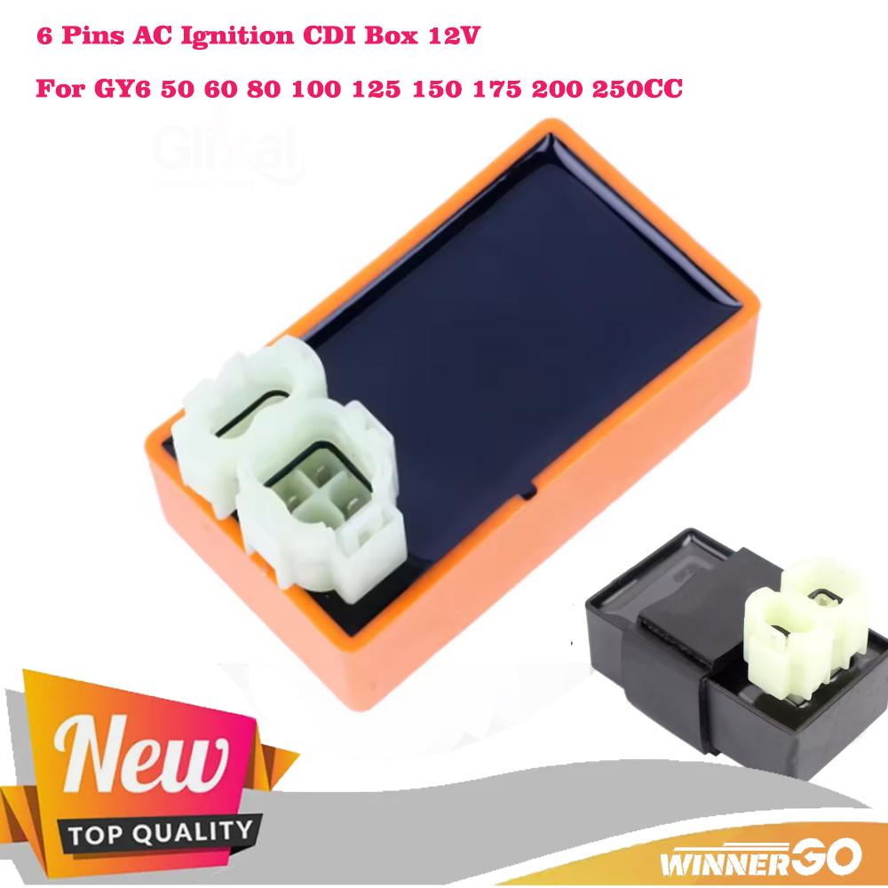 

6 Pins AC Ignition CDI Box 12V For GY6 50 60 80 100 125 150 175 200 250CC Engine Universal Scooter ATV Buggy Go Kart Motorcycle помаранчевий