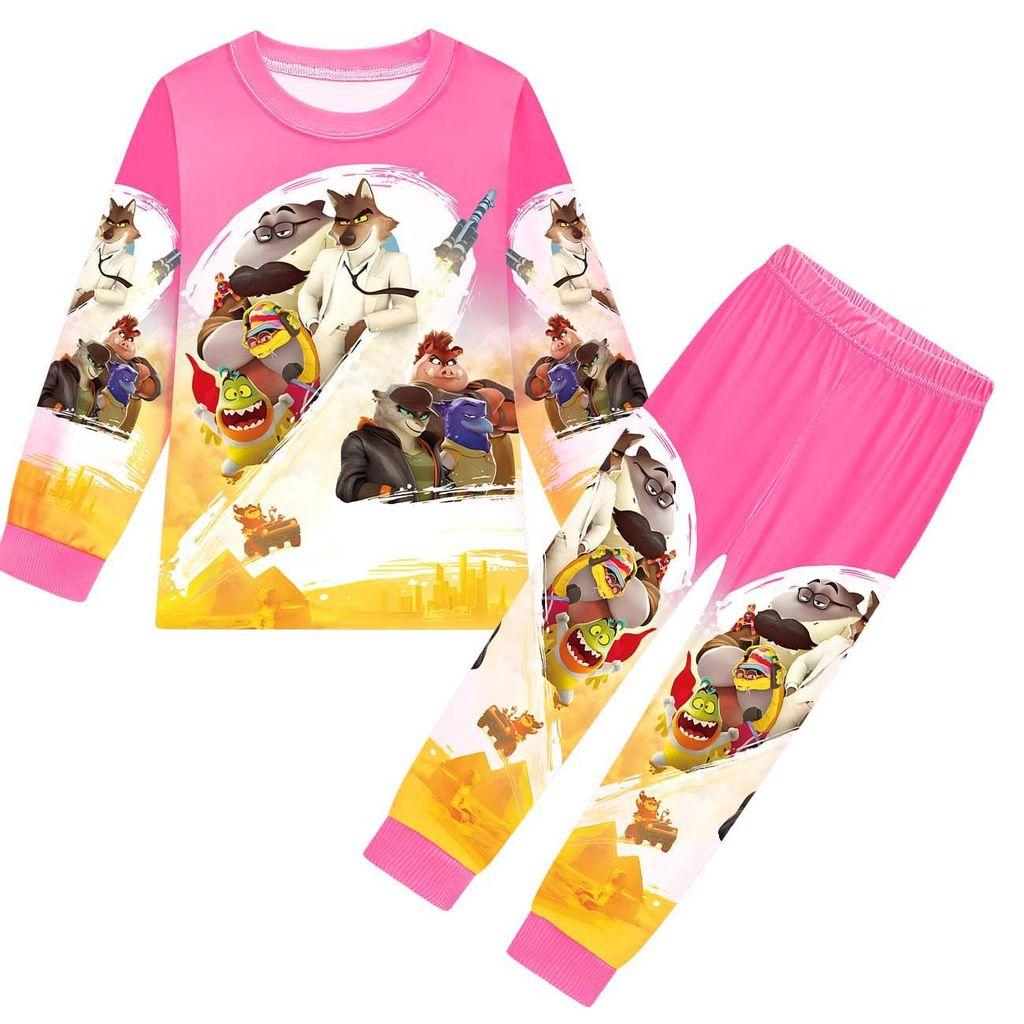 Kids Boys Girls Anime Cartoon Bad Guys Printed Casual Long Sleeves T-Shirt Pants Trousers Clothes Set