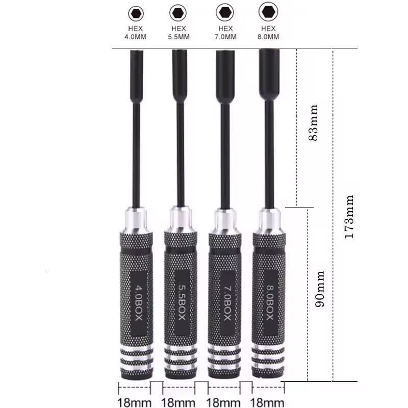 4.0mm 5.5mm 7.0mm 8.0mm Repair Tools Kit Hex Nut key Socket Screw Driver Wrench Spanner Box For RC Model Car Quadcopter Drone