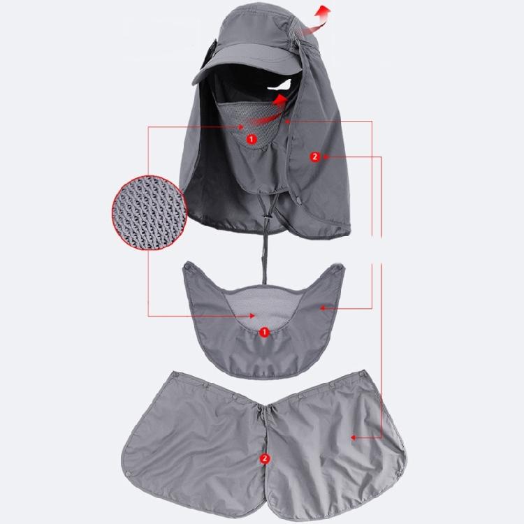 Outdoor Hiking Sun Hat Breathable Adjustable Caps Sun Protections Hat with Detachable Face Cover & Neck Flap Fishing Hat