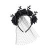 with Veil Halloween Rose Flower Headband Festiva Party Day of The Dead Headpiece  for Women
