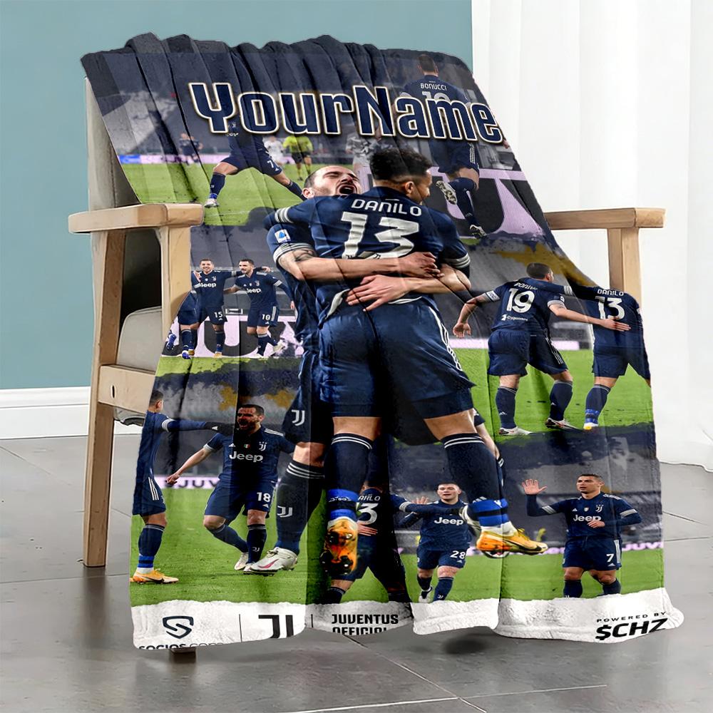 Juventus Customize Your Name Blanket Cozy Customizable Blanket Soft Warm Cozy for Nap Picnics Bed Seaside Four Seasons Universal