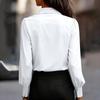 Women's Fashionable Color Lapel Casual Button Long Sleeved Shirt Top