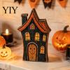 Decorative Wood Souvenirs Halloween Haunted House/Cute Ghost Wooden Table Ornaments, Rustic Farmhouse Tiered Tray Vintage Distressed Crafts