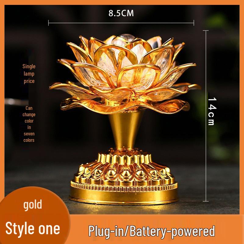 2025 Lotus Bodhisattva Buddha Offering LED Lamp: Colorful, Everlasting Household Decor