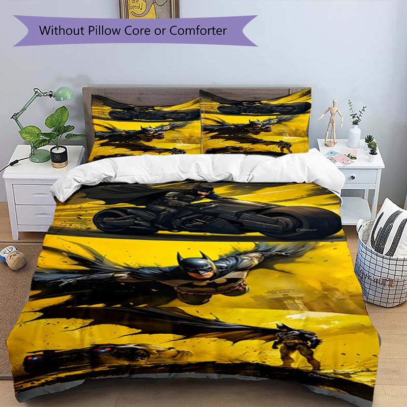 3pcs Duvet Cover Set (1*Duvet Cover + 2*Pillowcase, Without Core),Superheroes Print Bedding Set, Bedroom Decor, All‑Season, Birthday Gift